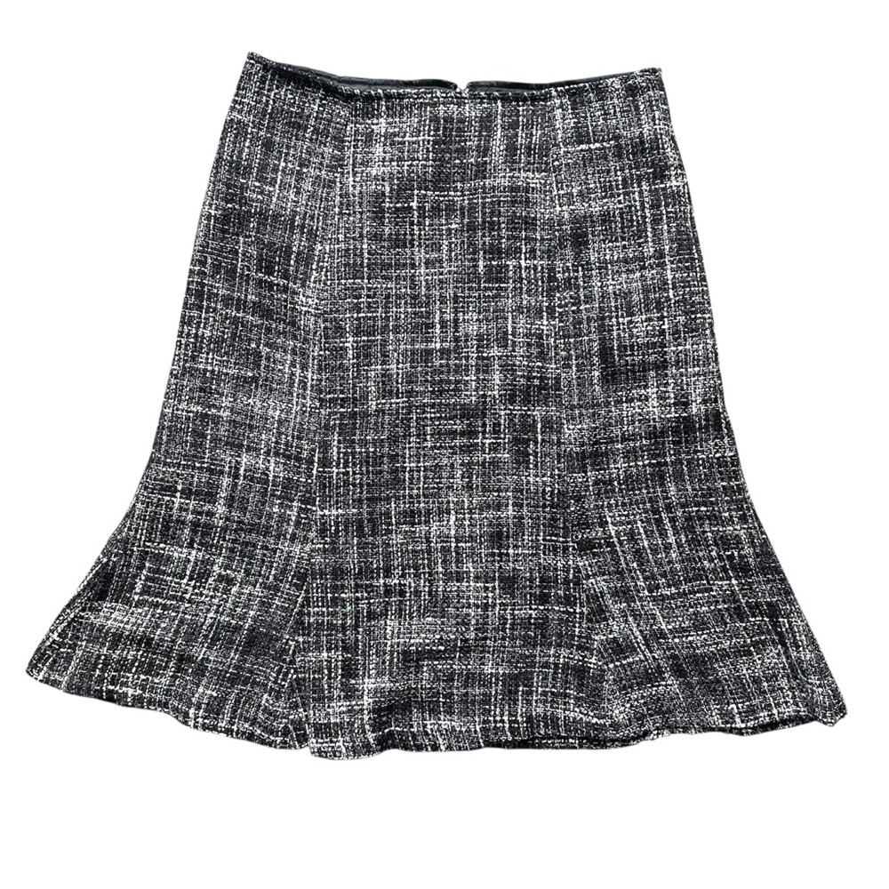 Reitmans Black White Tweed Midi Skirt A-Line Career Work Chic Business Sz 7